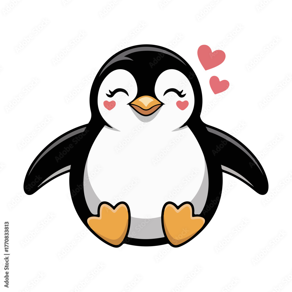 Obraz premium cute penguin with heart illustration