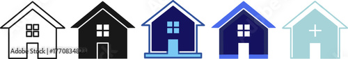 Various styles of house icons, including a medical cross symbol