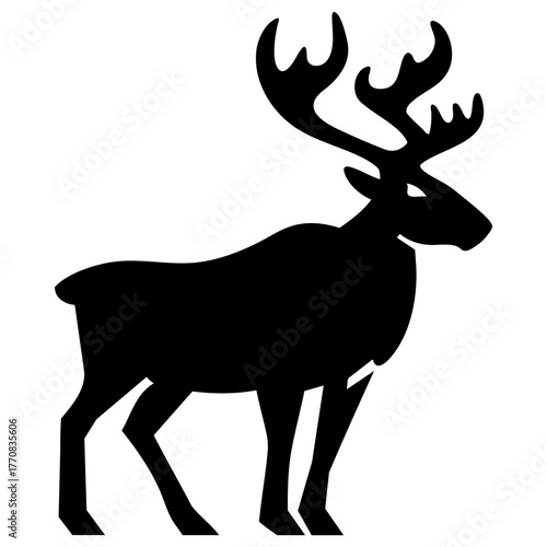 Angry Reindeer Solid Illustration