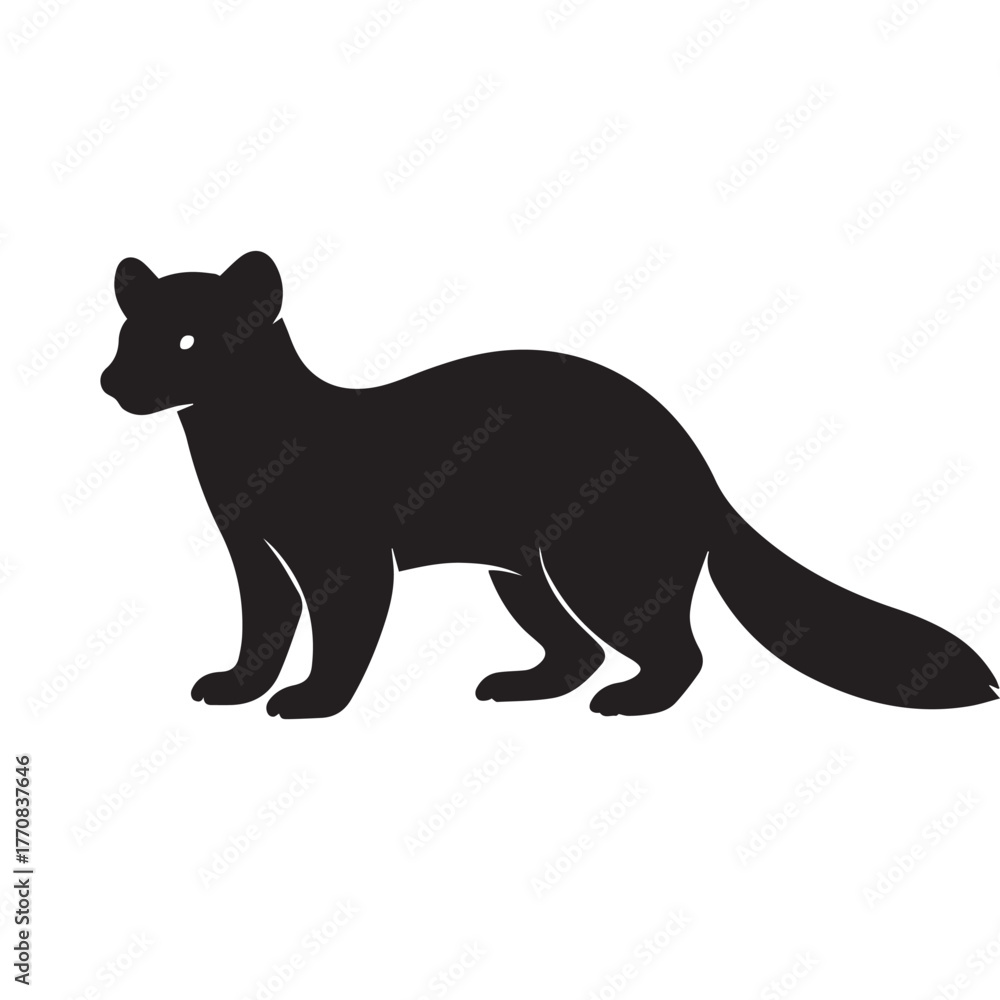 Fototapeta premium Marten Standing Silhouette VectorBlack and White Marten Outline IllustrationMinimal Standing Marten Silhouette