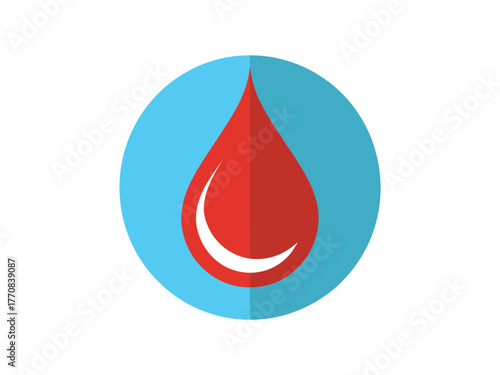 Vector art of blood donation concept, a drop of blood in a blue circle