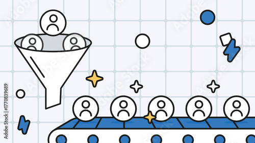 Recruitment funnel with candidates conveyor