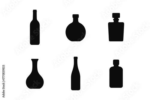 Silhouette collection of various bottle shapes for design inspiration