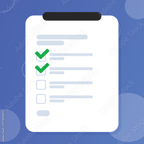 Checklist clipboard with checkmarks background