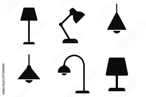 Minimalist lamp silhouettes: modern lighting set for home decor