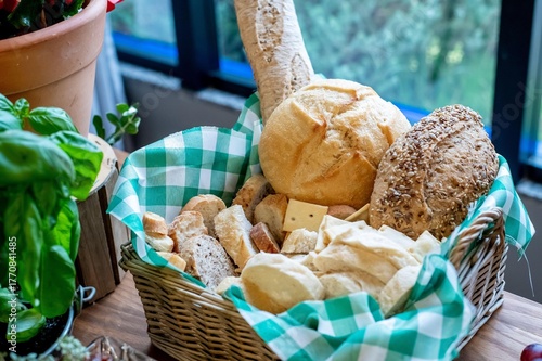 Basket of bread with different types
