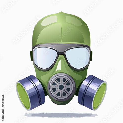 Visage d'un homme portant un masque à gaz, isolé sur fond blanc 