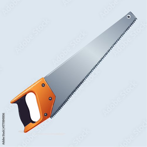 Une scie manuelle en gros plan, isolée sur fond blanc