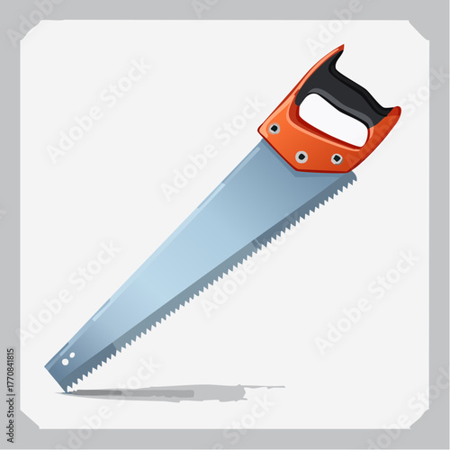 Une scie manuelle en gros plan, isolée sur fond blanc