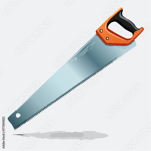 Une scie manuelle en gros plan, isolée sur fond blanc