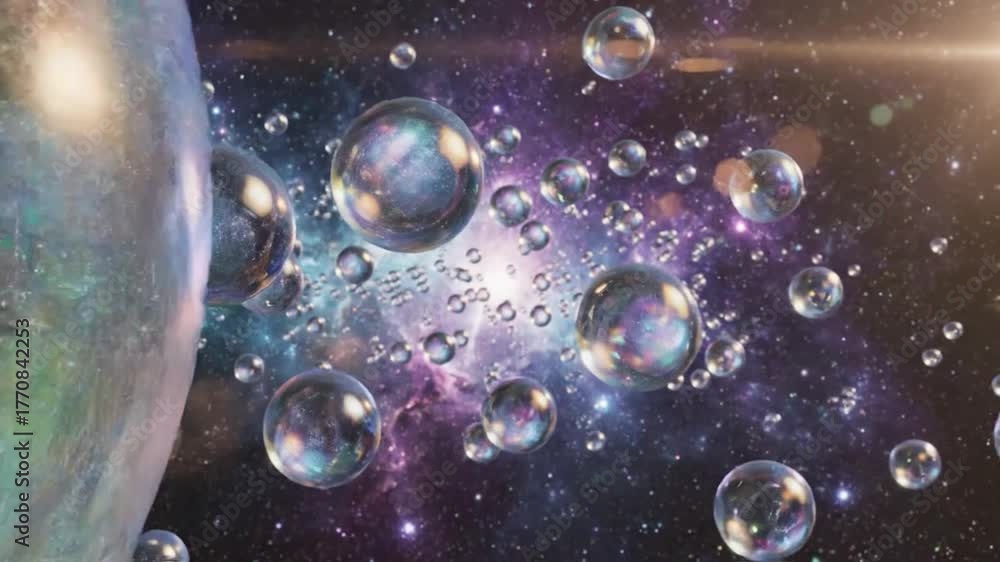 custom made wallpaper toronto digitalAbstract illustration of multiple spheres floating against a starry space background
