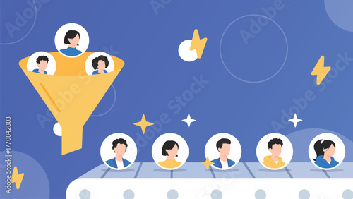 Recruitment funnel with candidates background