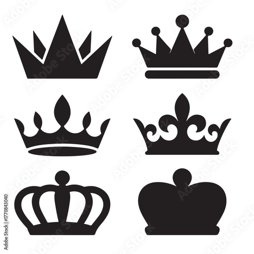 Crown icons set. Crown symbol collection. Vector illustration