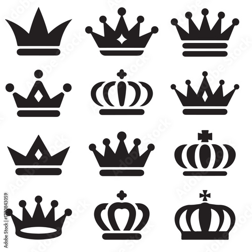 Crown icons set. Crown symbol collection. Vector illustration
