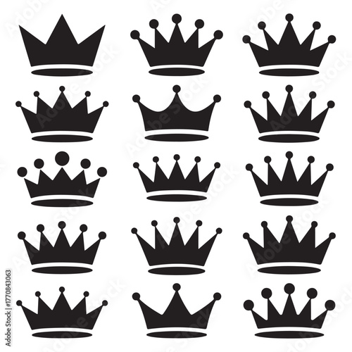 Crown icons set. Crown symbol collection. Vector illustration