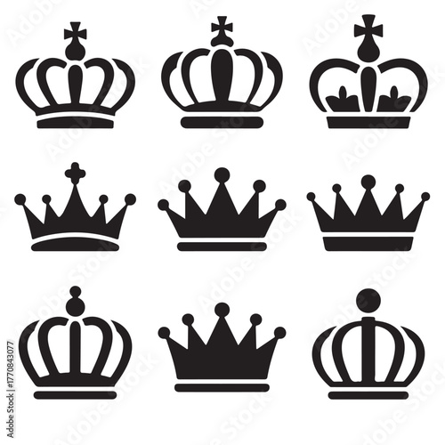 Crown icons set. Crown symbol collection. Vector illustration