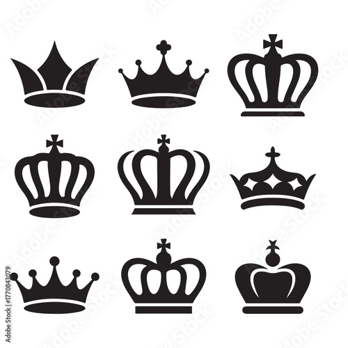 Crown icons set. Crown symbol collection. Vector illustration