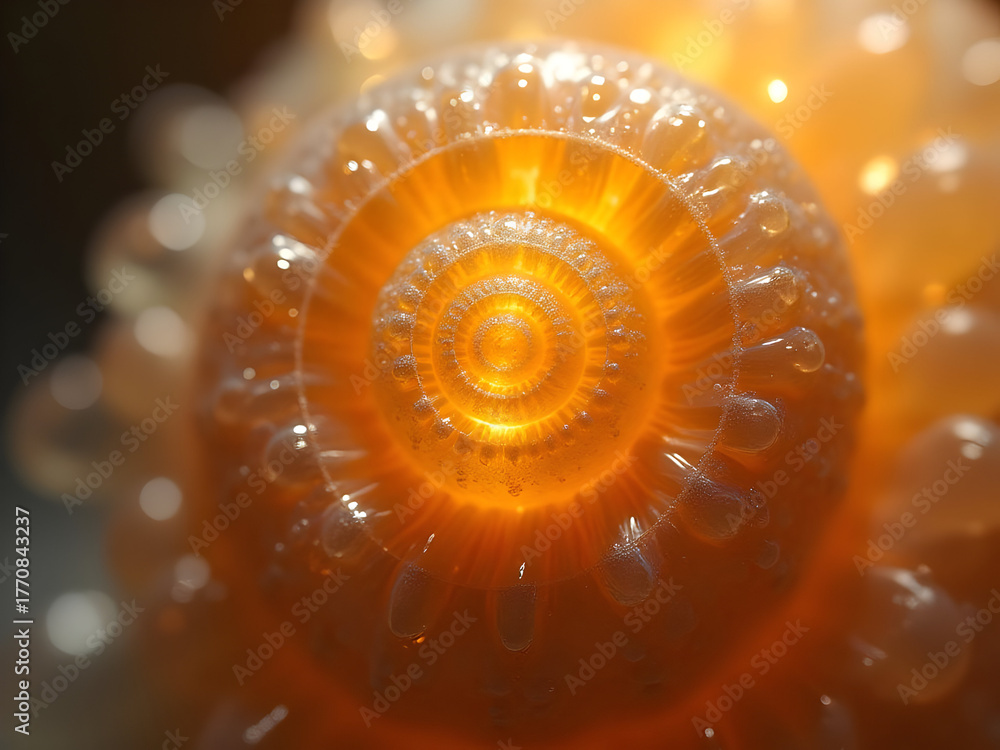 Fototapeta premium Golden spiral shell close-up