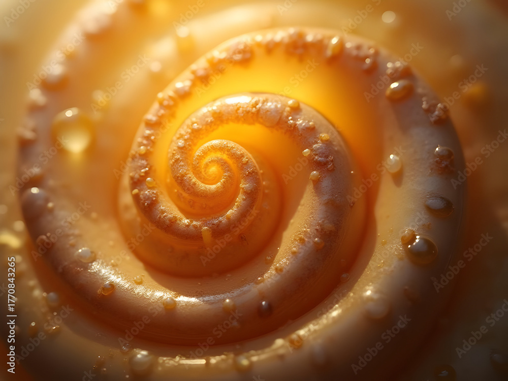 Fototapeta premium Golden spiral shell close-up