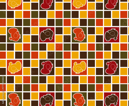 Thanksgiving Turkey Tablecloth Repeating Pattern