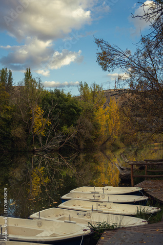 Soria, Spain. Autunm season. Colorful picture. Douro river.
