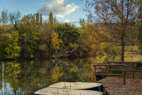 Soria, Spain. Autunm season. Colorful picture. Douro river.