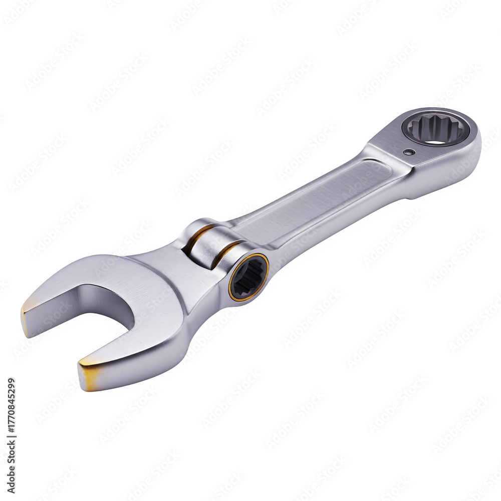 Obraz premium Ratchet wrench tool for mechanical work and repair isolated on transparent background
