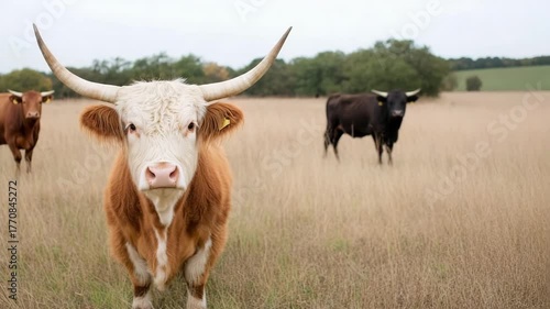 Cows grazing in a sunny field in the countryside