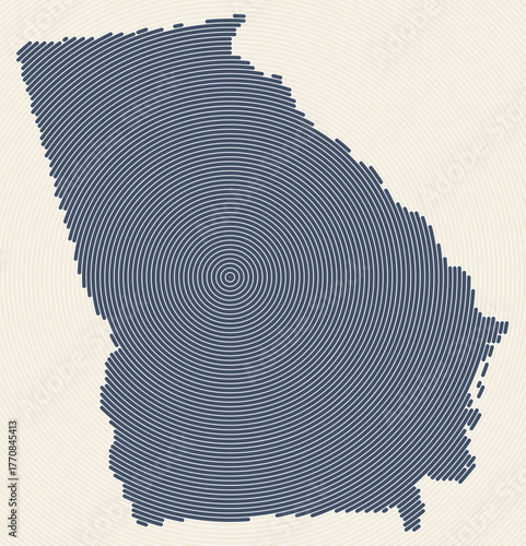 Georgia shape rings. State map formed by stacked circles. Georgia boundary shape design. Stylish vector illustration.