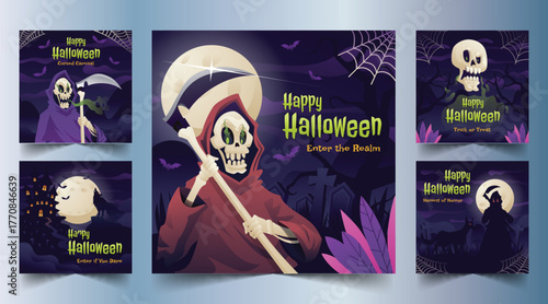 gradient banners collection halloween season design vector illustration