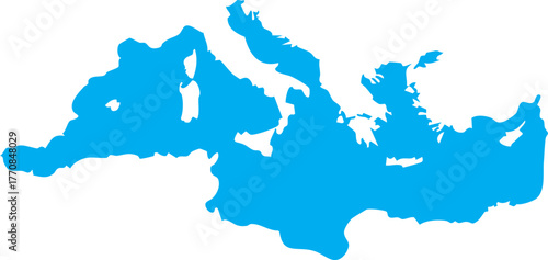 Vector Map of Mediterranean Sea Silhouette Shape