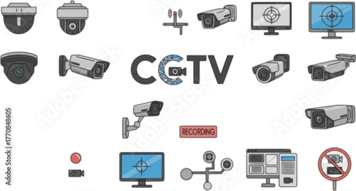 Isolated object of cctv and camera symbol. Collection of cctv and system vector icon for stock.
