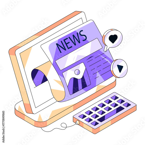 Editable design illustration of online news