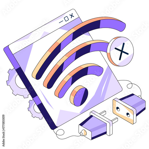 Editable design illustration of no wifi