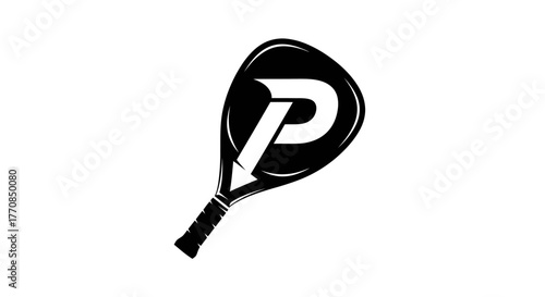 A modern black and white logo featuring the letter P inside a paddle silhouette on a white background.