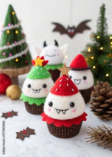Soft Fluffy Felt Characters – Cocoa Mugs, Bats, Stars, Christmas Trees, Cozy Holiday Vibe