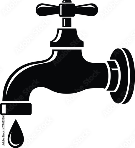 water tap with a drop of water vector illustration