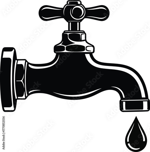 Vintage style faucet with dripping water