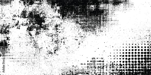 Grunge halftone dot texture border on white, distressed monochrome noise background, vintage comic screen print overlay.