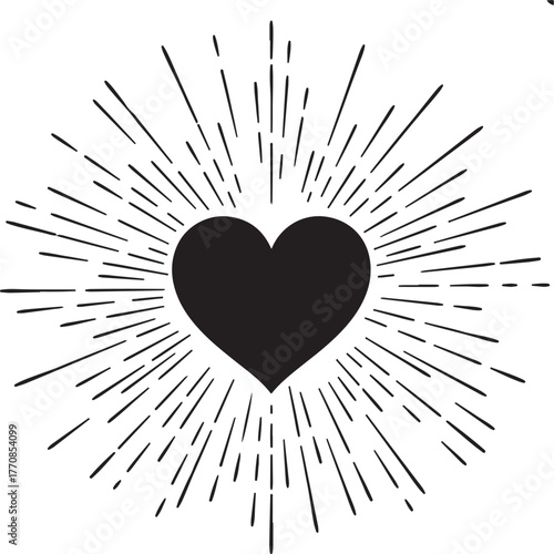 Heart with radiating lines