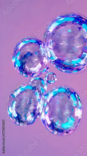Wallpaper Mural Close-up video of iridescent bubbles floating against a soft pink background, creating a dreamy effect. Live mobile wallpaper. Torontodigital.ca