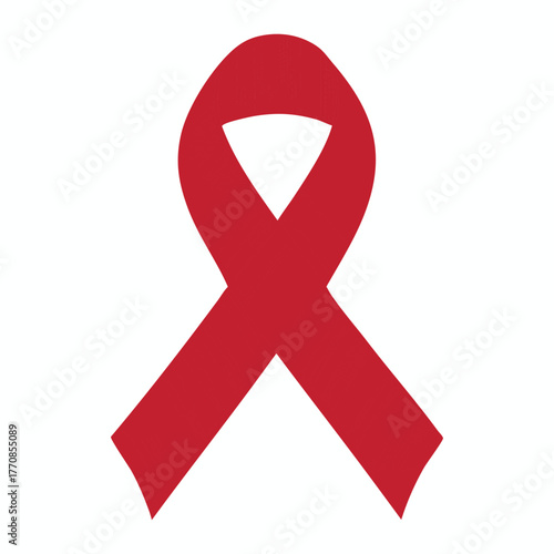 Red ribbon symbol representing breast cancer awareness and support campaign fundraising vector