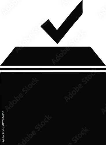 Ballot box with check mark for voting.
