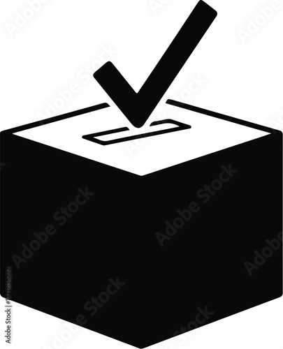 Ballot Box with Check Mark for Voting Process.