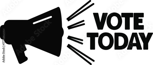 Vote today reminder with megaphone illustration for election.