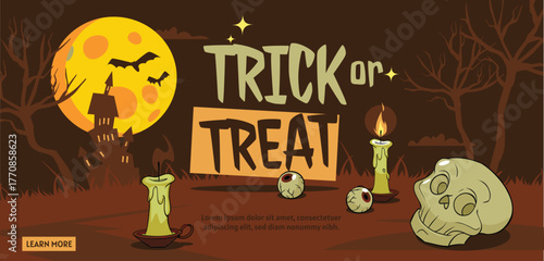 hand drawn horizontal banner template halloween season design vector illustration