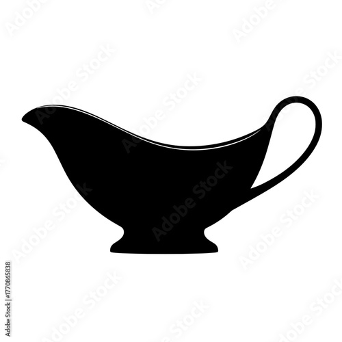 Black silhouette of a gravy boat on white background  