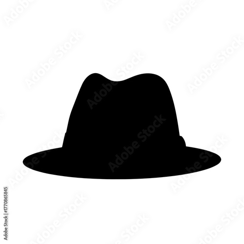 Classic fedora hat silhouette on a white background  