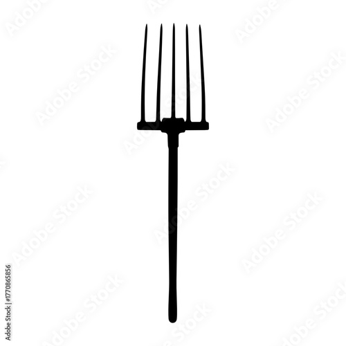 Garden pitchfork silhouette on a white background  