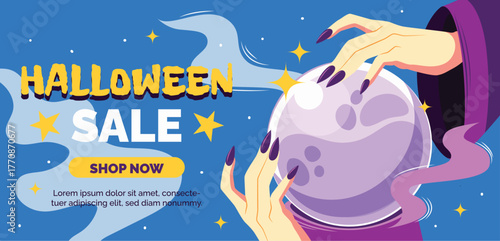flat horizontal banner template halloween season design vector illustration